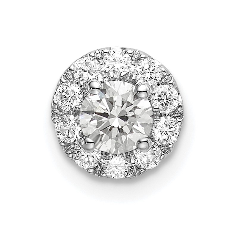 14k White Gold 1/2 carat Lab Grown Diamond VS/SI+ G+ Round Halo Chain Slide Pendant