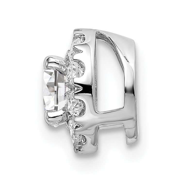 14k White Gold 3/4 carat Lab Grown Diamond VS/SI+ G+ Round Halo Chain Slide Pendant