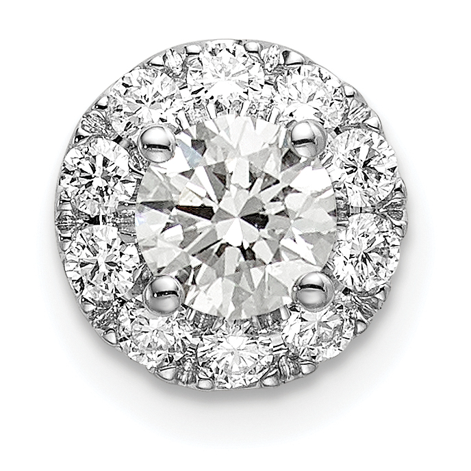 14k White Gold 3/4 carat Lab Grown Diamond VS/SI+ G+ Round Halo Chain Slide Pendant (PM6635-075-WLG)