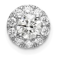 14K White Gold 0.75 Carat Lab Grown Diamond VS SI+ G+ Round Halo Chain Slide Pendant view 1