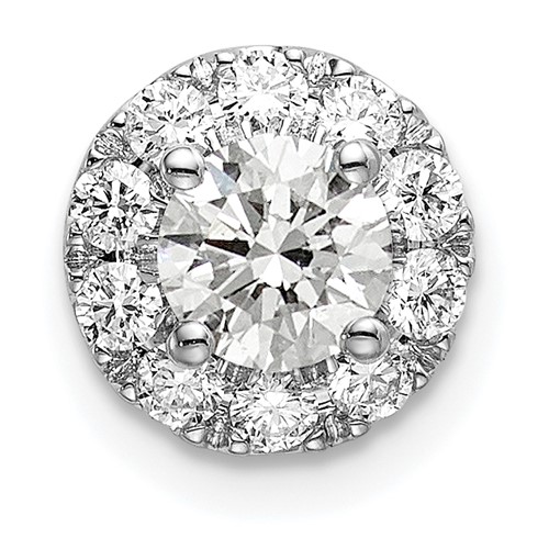 14K White Gold 0.75 Carat Lab Grown Diamond VS SI+ G+ Round Halo Chain Slide Pendant