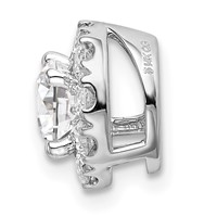 14K White Gold 1 Carat Lab Grown Diamond VS SI+ G+ Round Halo Chain Slide Pendant view 2