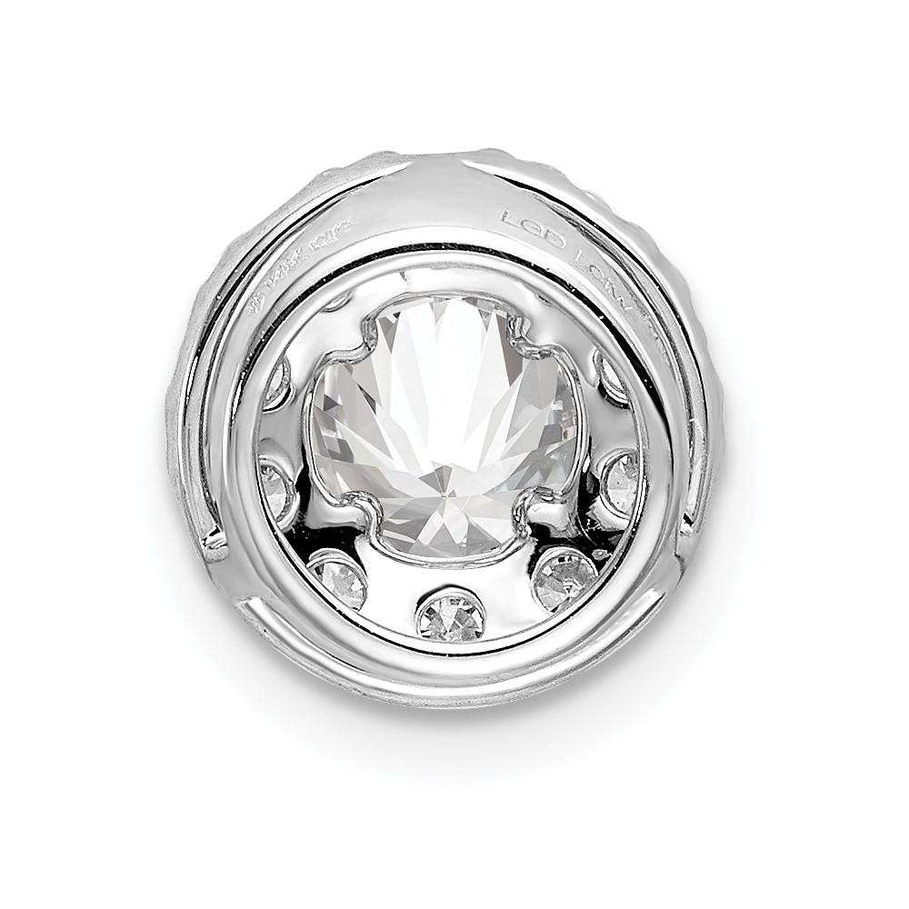 14k White Gold 1 carat Lab Grown Diamond VS/SI+ G+ Round Halo Chain Slide Pendant (PM6635-100-WLG)