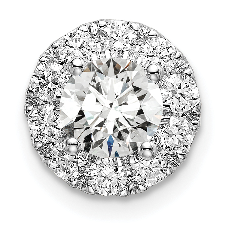 14k White Gold 1 carat Lab Grown Diamond VS/SI+ G+ Round Halo Chain Slide Pendant (PM6635-100-WLG)