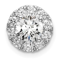 14K White Gold 1 Carat Lab Grown Diamond VS SI+ G+ Round Halo Chain Slide Pendant view 1