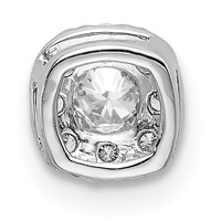 14K White Gold 0.25 Carat Lab Grown Diamond VS SI+ G+ Complete Cushion Halo Chain Slide Pendant view 3