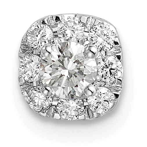 14k White Gold 1/4 carat Lab Grown Diamond VS/SI+ G+ Complete Cushion Halo Chain Slide Pendant (PM6636-025-WLG)