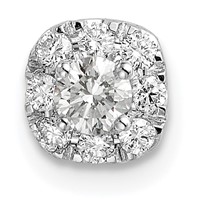14K White Gold 0.25 Carat Lab Grown Diamond VS SI+ G+ Complete Cushion Halo Chain Slide Pendant view 1