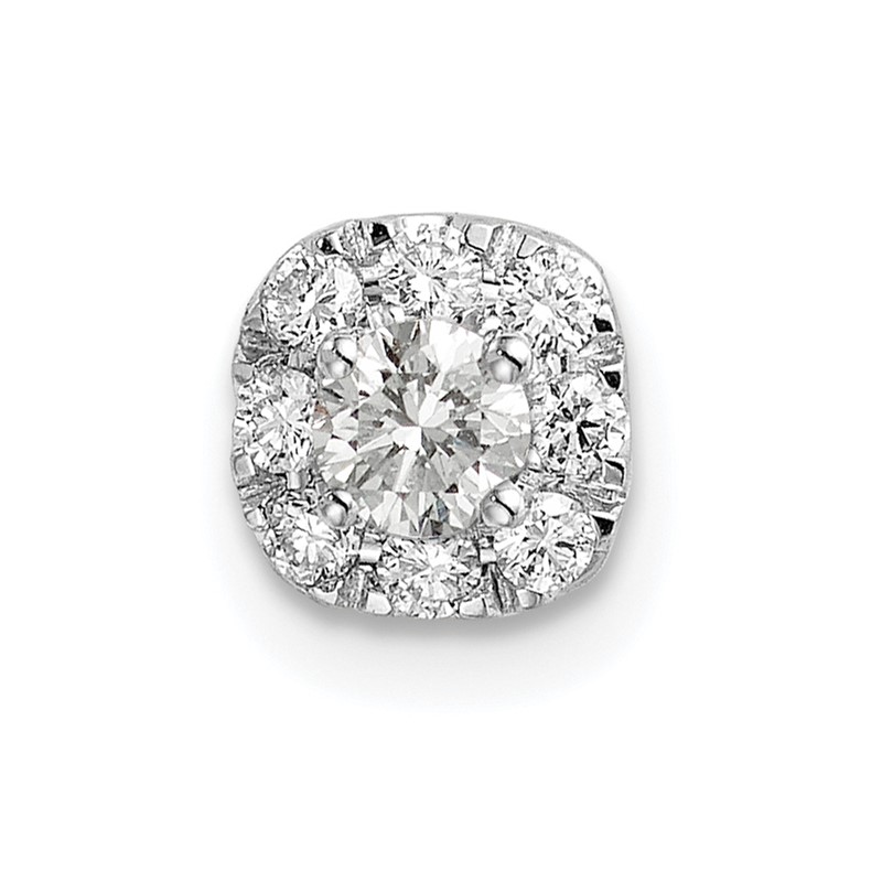 14k White Gold 1/4 carat Lab Grown Diamond VS/SI+ G+ Complete Cushion Halo Chain Slide Pendant