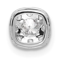 14K White Gold 0.33 Carat Lab Grown Diamond VS SI+ G+ Complete Cushion Halo Chain Slide Pendant view 3