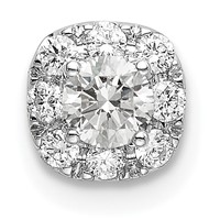 14K White Gold 0.33 Carat Lab Grown Diamond VS SI+ G+ Complete Cushion Halo Chain Slide Pendant view 1