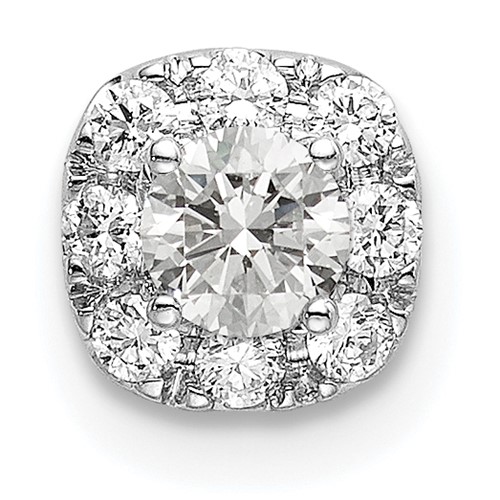 14K White Gold 0.33 Carat Lab Grown Diamond VS SI+ G+ Complete Cushion Halo Chain Slide Pendant