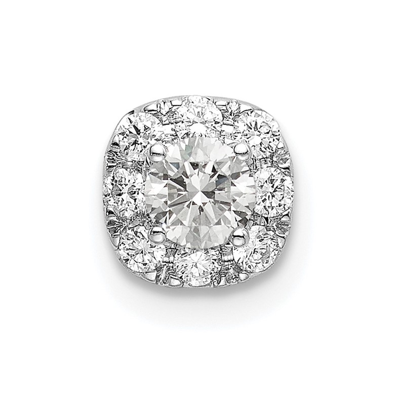 14k White Gold 1/3 carat Lab Grown Diamond VS/SI+ G+ Complete Cushion Halo Chain Slide Pendant
