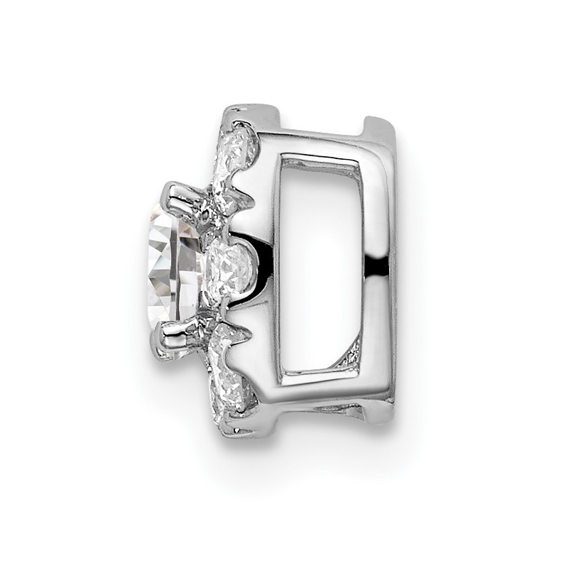 14k White Gold 1/2 carat Lab Grown Diamond VS/SI+ G+ Complete Cushion Halo Chain Slide Pendant