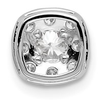 14K White Gold 0.50 Carat Lab Grown Diamond VS SI+ G+ Complete Cushion Halo Chain Slide Pendant view 3