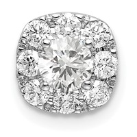 14K White Gold 0.50 Carat Lab Grown Diamond VS SI+ G+ Complete Cushion Halo Chain Slide Pendant view 1