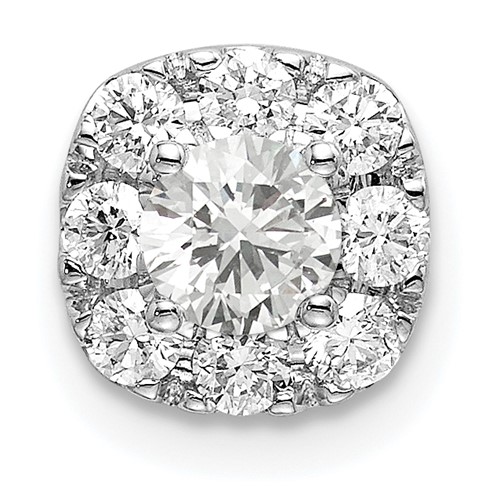 14K White Gold 0.50 Carat Lab Grown Diamond VS SI+ G+ Complete Cushion Halo Chain Slide Pendant