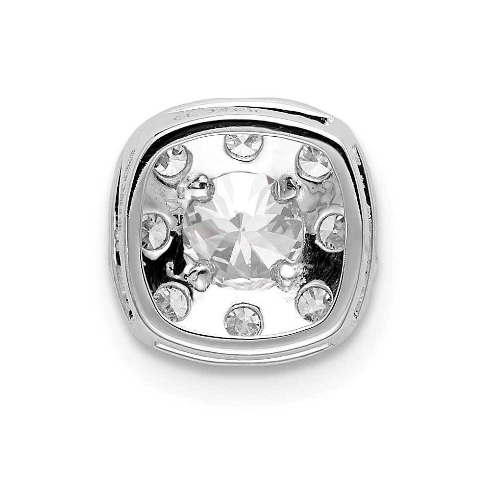 14k White Gold 3/4 carat Lab Grown Diamond VS/SI+ G+ Complete Cushion Halo Chain Slide Pendant (PM6636-075-WLG)