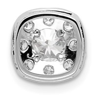 14K White Gold 0.75 Carat Lab Grown Diamond VS SI+ G+ Complete Cushion Halo Chain Slide Pendant view 3