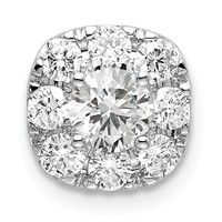 14K White Gold 0.75 Carat Lab Grown Diamond VS SI+ G+ Complete Cushion Halo Chain Slide Pendant view 1