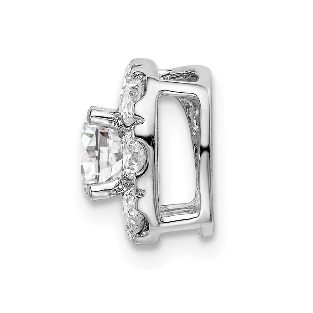 14k White Gold 1 carat Lab Grown Diamond VS/SI+ G+ Complete Cushion Halo Chain Slide Pendant (PM6636-100-WLG)