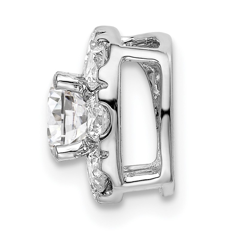 14k White Gold 1 carat Lab Grown Diamond VS/SI+ G+ Complete Cushion Halo Chain Slide Pendant