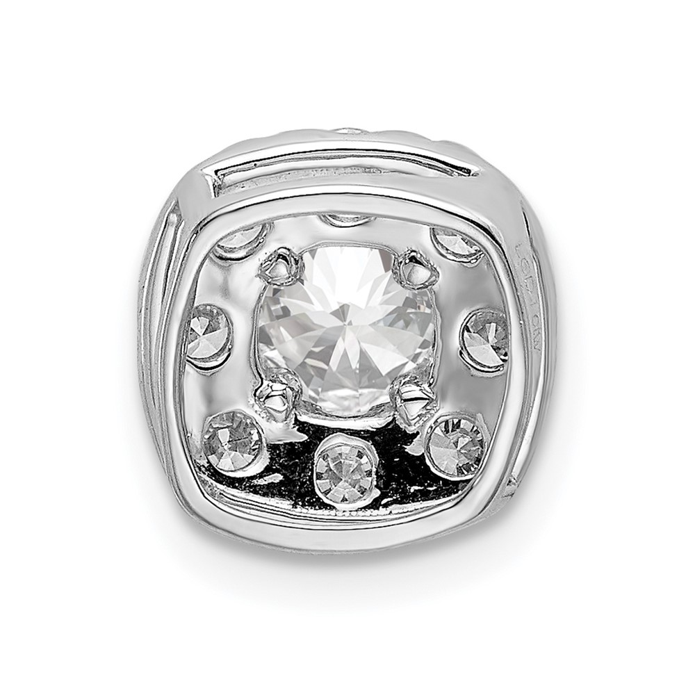 14k White Gold 1 carat Lab Grown Diamond VS/SI+ G+ Complete Cushion Halo Chain Slide Pendant (PM6636-100-WLG)