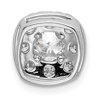 14K White Gold 1 Carat Lab Grown Diamond VS SI+ G+ Complete Cushion Halo Chain Slide Pendant view 3