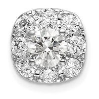 14K White Gold 1 Carat Lab Grown Diamond VS SI+ G+ Complete Cushion Halo Chain Slide Pendant view 1