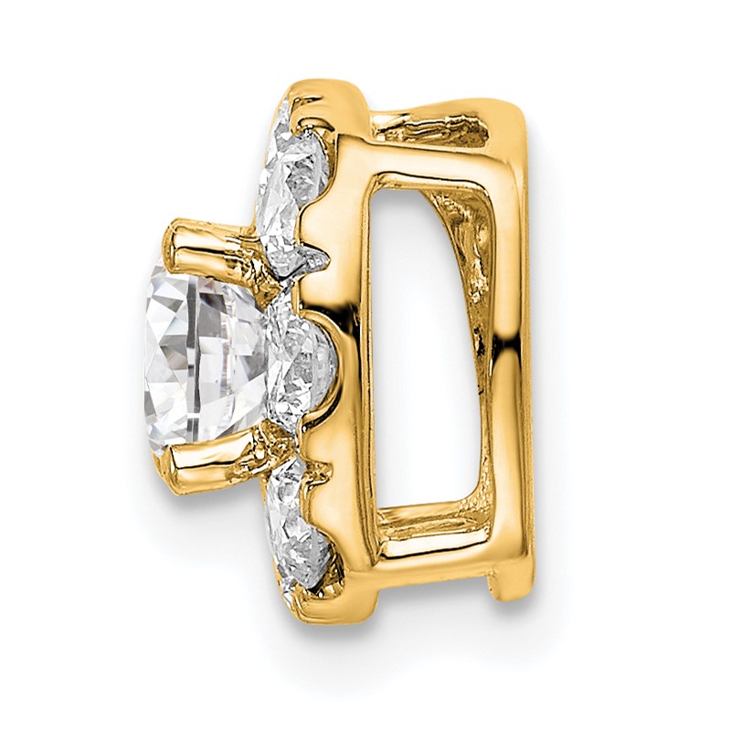 14k 1 carat Lab Grown Diamond VS/SI+ G+ Complete Cushion Halo Chain Slide Pendant