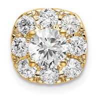 14K Yellow Gold 1 Carat Lab Grown Diamond VS SI+ G+ Complete Cushion Halo Chain Slide Pendant view 1