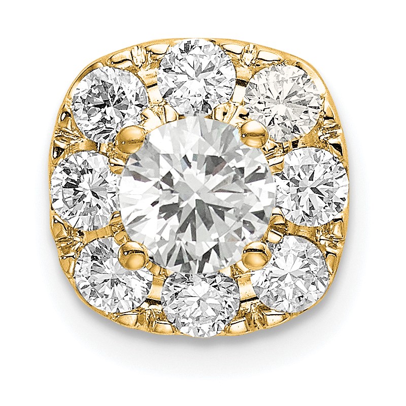 14k 1 carat Lab Grown Diamond VS/SI+ G+ Complete Cushion Halo Chain Slide Pendant