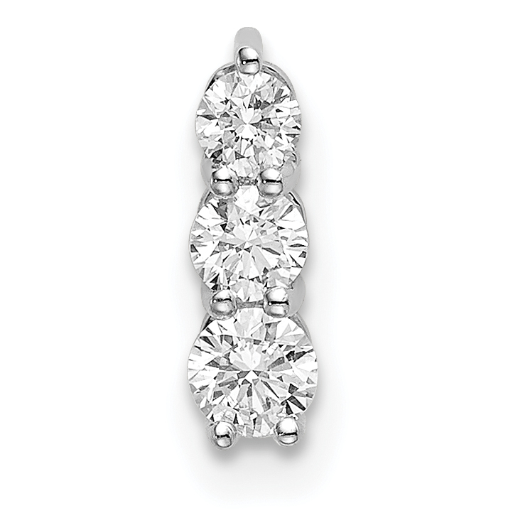 14k White Gold 1/4 carat Lab Grown Diamond VS/SI+ G+ Three Stone Chain Slide Pendant (PM6637-025-WLG)
