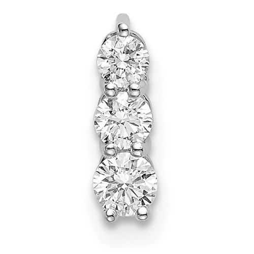 14K White Gold 0.25 Carat Lab Grown Diamond VS SI+ G+ Three Stone Chain Slide Pendant
