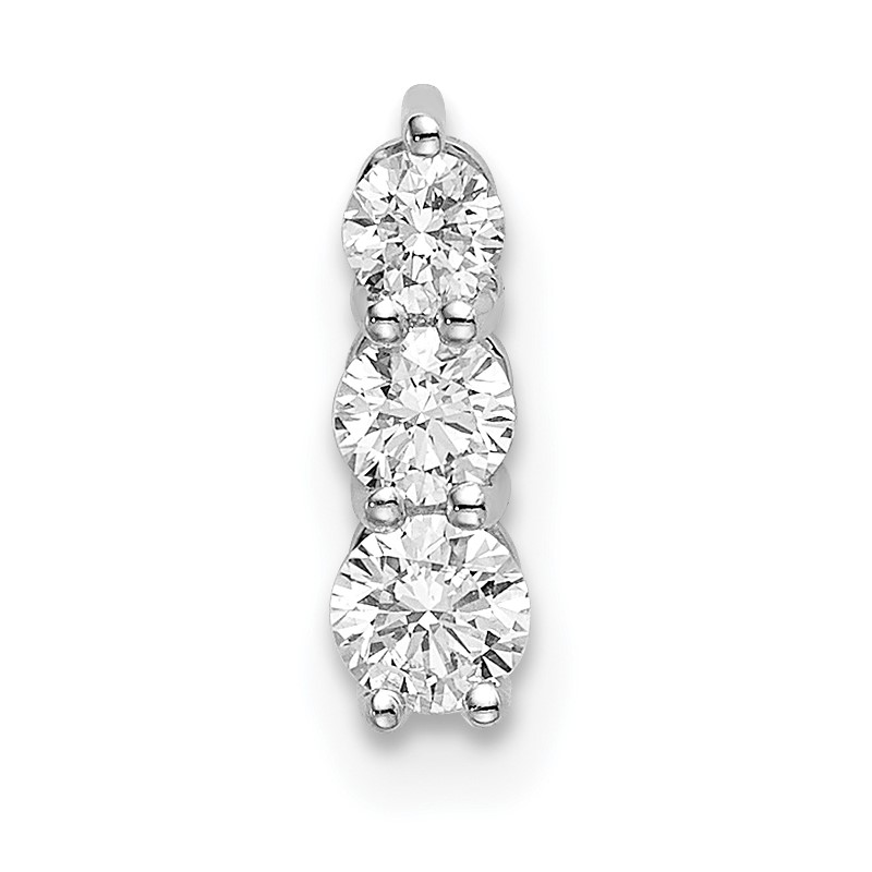 14k White Gold 1/4 carat Lab Grown Diamond VS/SI+ G+ Three Stone Chain Slide Pendant
