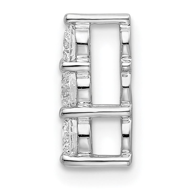 14k White Gold 1/3 carat Lab Grown Diamond VS/SI+ G+ Three Stone Chain Slide Pendant