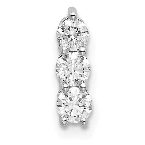 14K White Gold 0.33 Carat Lab Grown Diamond VS SI+ G+ Three Stone Chain Slide Pendant