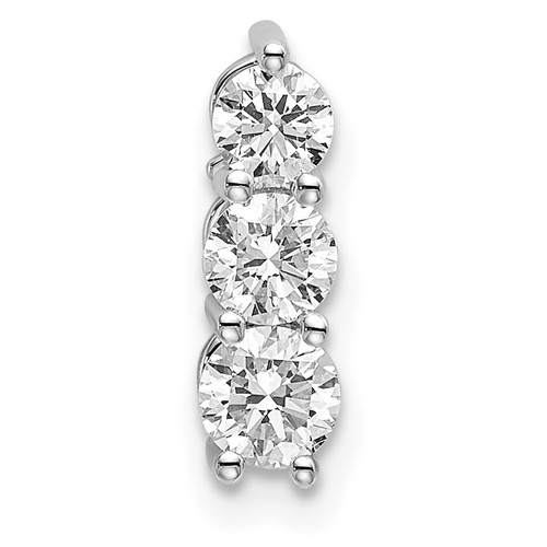 14K White Gold 0.50 Carat Lab Grown Diamond VS SI+ G+ Three Stone Chain Slide Pendant