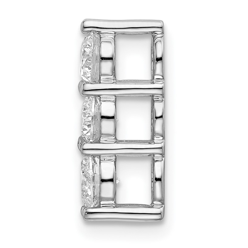 14k White Gold 3/4 carat Lab Grown Diamond VS/SI+ G+ Three Stone Chain Slide Pendant
