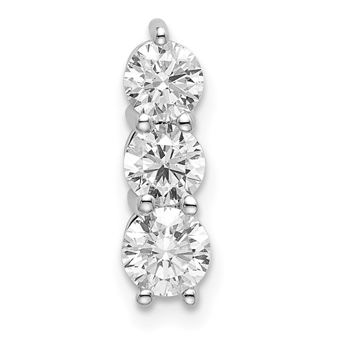 14K White Gold 0.75 Carat Lab Grown Diamond VS SI+ G+ Three Stone Chain Slide Pendant