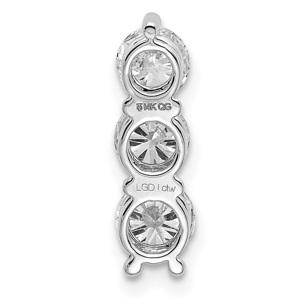 14k White Gold 1 carat Lab Grown Diamond VS/SI+ G+ Three Stone Chain Slide Pendant (PM6637-100-WLG)