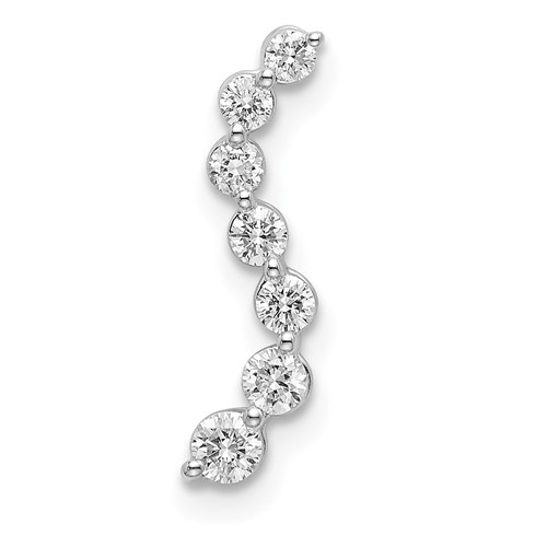 14K White Gold 0.25 Carat Lab Grown Diamond VS SI+ G+ Seven Stone Curved Bar Chain Slide Pendant