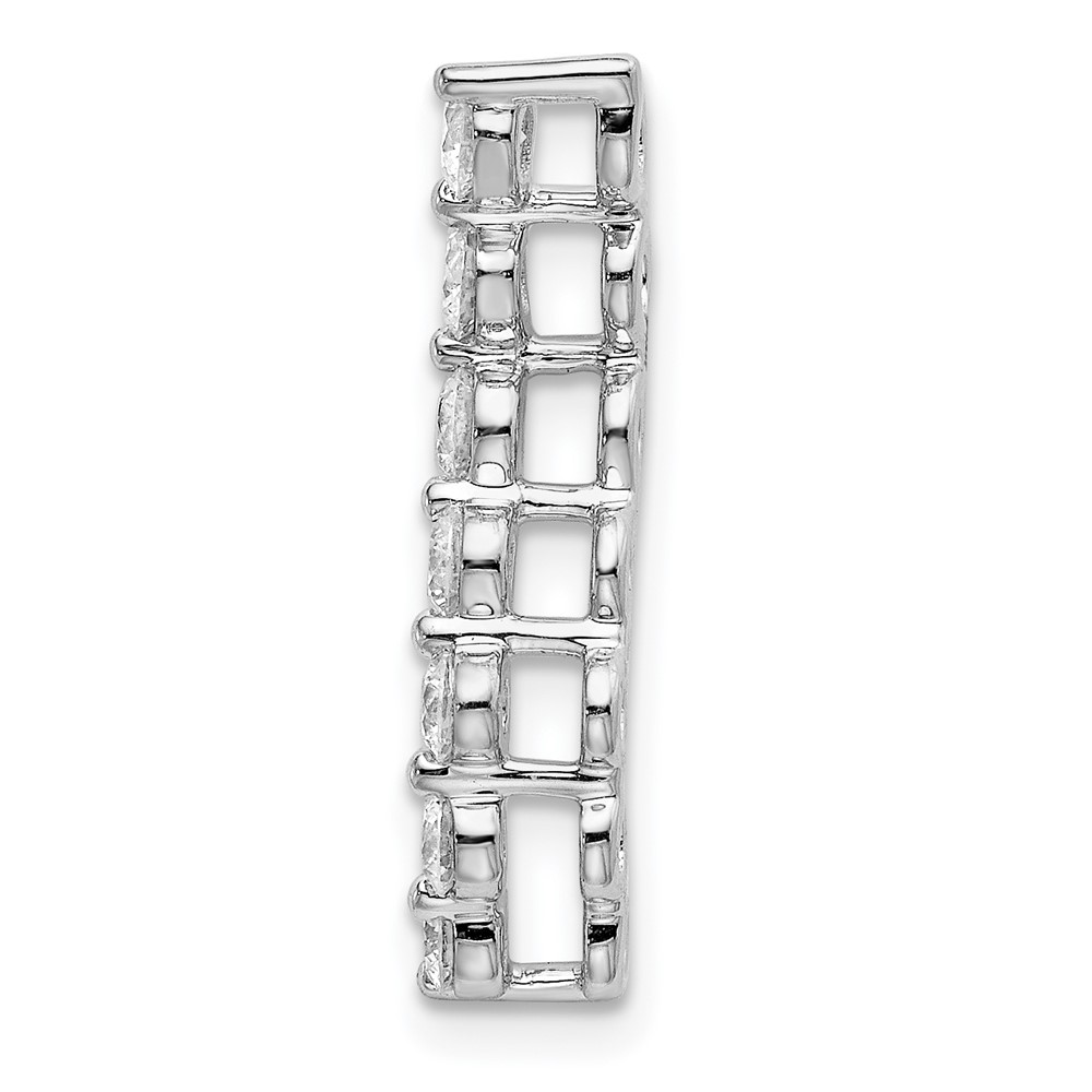 14k White Gold 1/2 carat Lab Grown Diamond VS/SI+ G+ Seven Stone Curved Bar Chain Slide Pendant (PM6638-050-WLG)