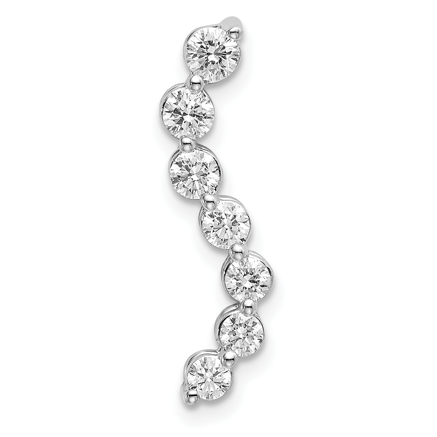 14k White Gold 1/2 carat Lab Grown Diamond VS/SI+ G+ Seven Stone Curved Bar Chain Slide Pendant (PM6638-050-WLG)