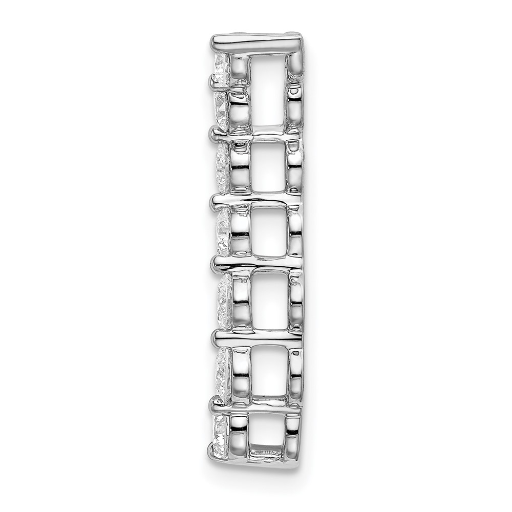 14k White Gold 3/4 carat Lab Grown Diamond VS/SI+ G+ Seven Stone Curved Bar Chain Slide Pendant (PM6638-075-WLG)