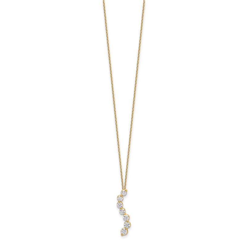 14k White Gold 3/4 carat Lab Grown Diamond VS/SI+ G+ Complete 18 inch Seven Stone Curved Bar Pendant Necklace