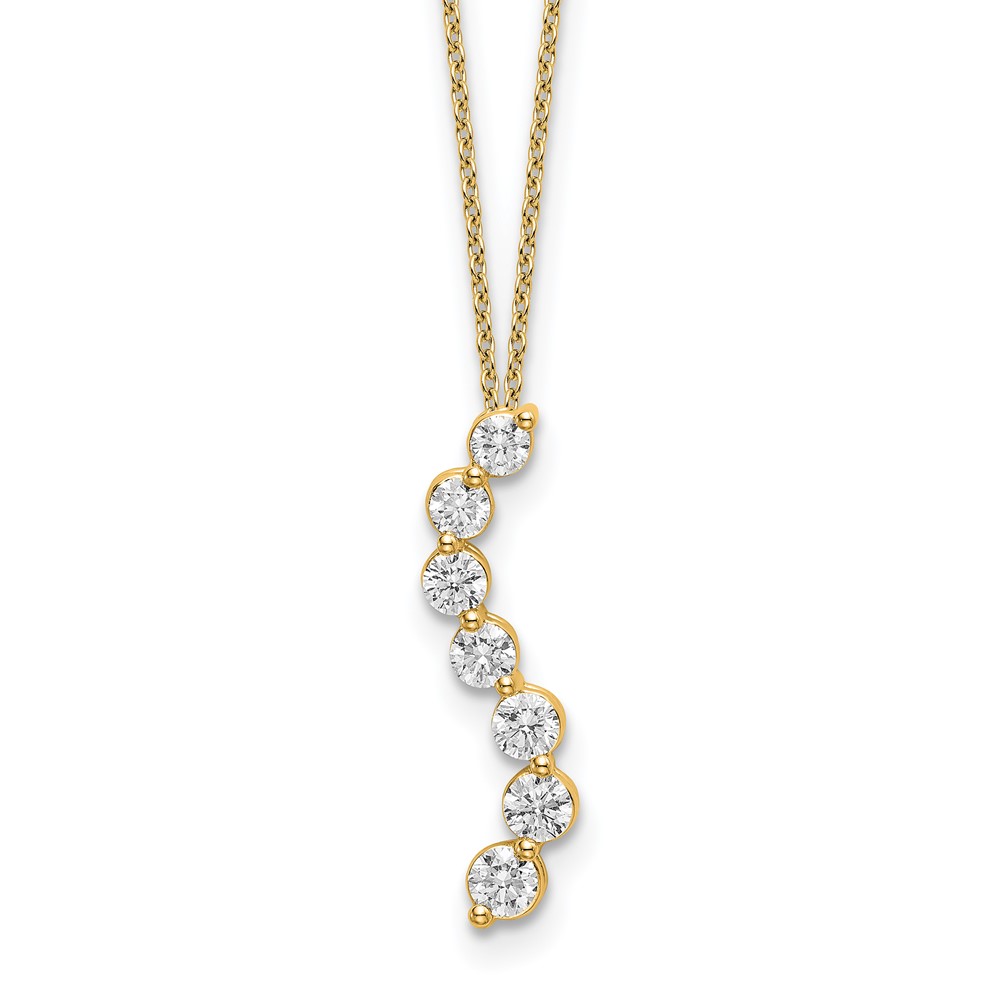 14K Yellow Gold 0.75 Carat Lab Grown Diamond VS SI+ G+ Complete Seven Stone Curved Bar Pendant Necklace, 18"