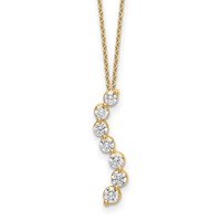 14K Yellow Gold 0.75 Carat Lab Grown Diamond VS SI+ G+ Complete Seven Stone Curved Bar Pendant Necklace, 18" view 1