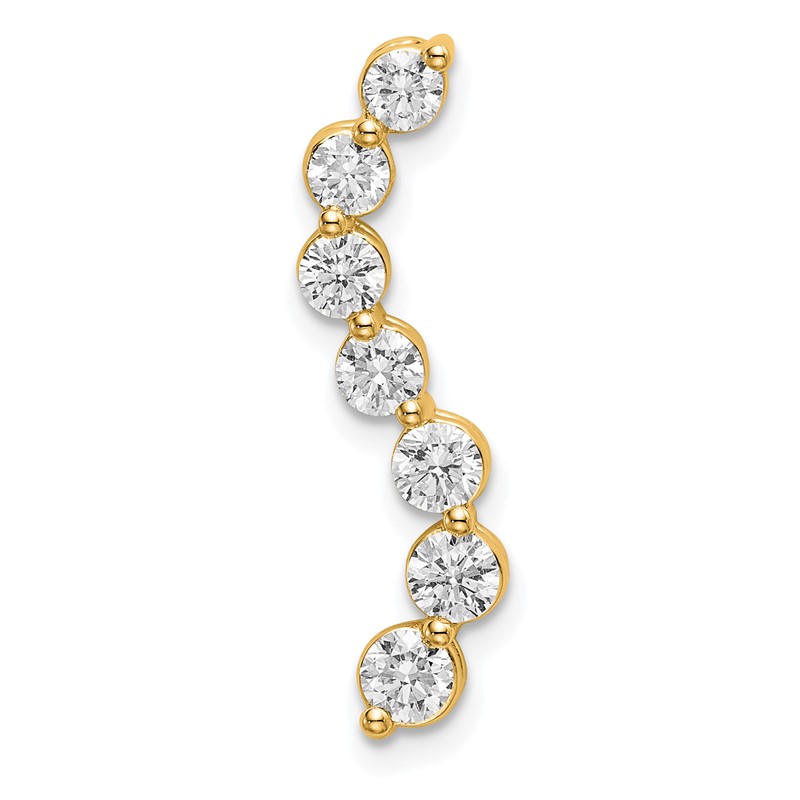 14k 3/4 carat Lab Grown Diamond VS/SI+ G+ Seven Stone Curved Bar Chain Slide Pendant