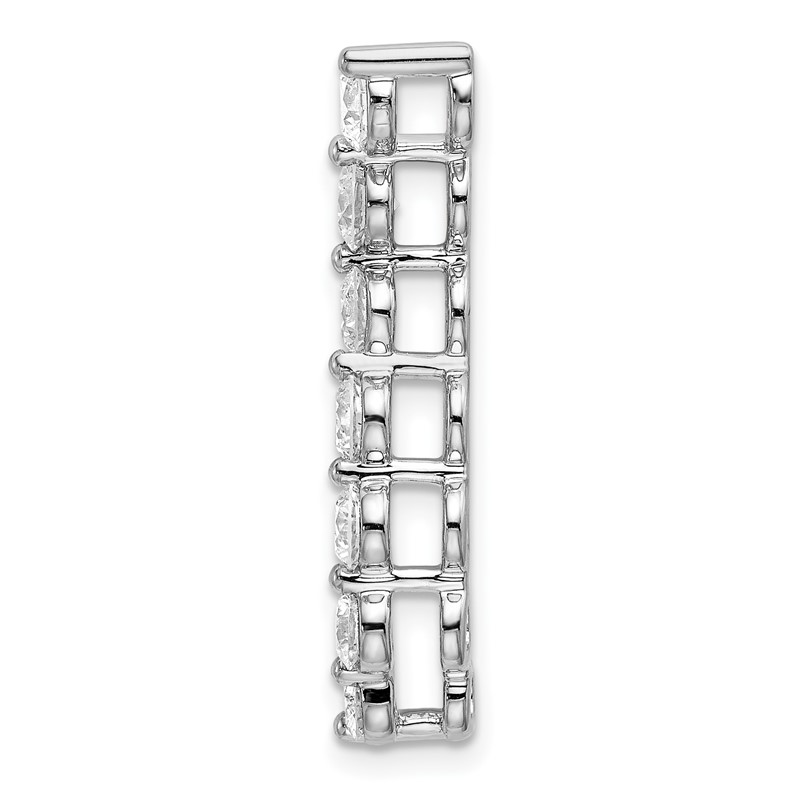 14k White Gold 1 carat Lab Grown Diamond VS/SI+ G+ Seven Stone Curved Bar Chain Slide Pendant